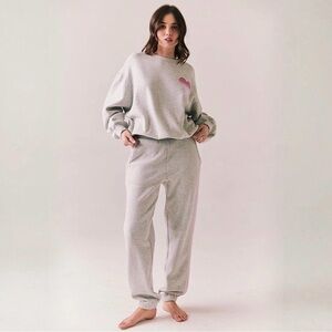 Chaser Gray Women's Pajama Set with Pink Detail